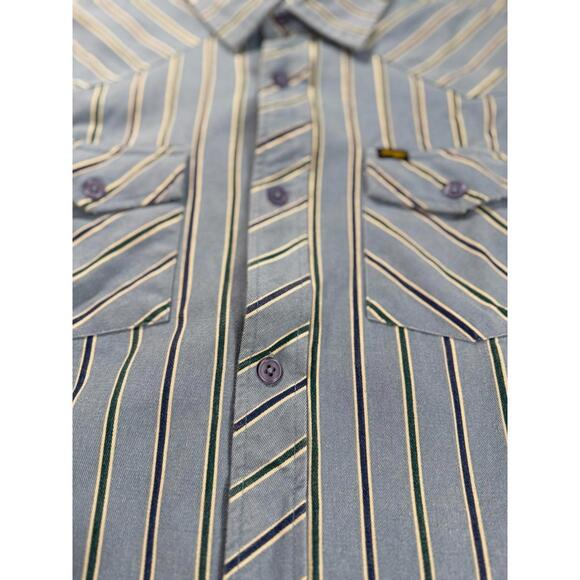 Seager Co. Amarillo Shirt Men's M Steel Blue Stripe Long Sleeve Western Cotton - Picture 5 of 9